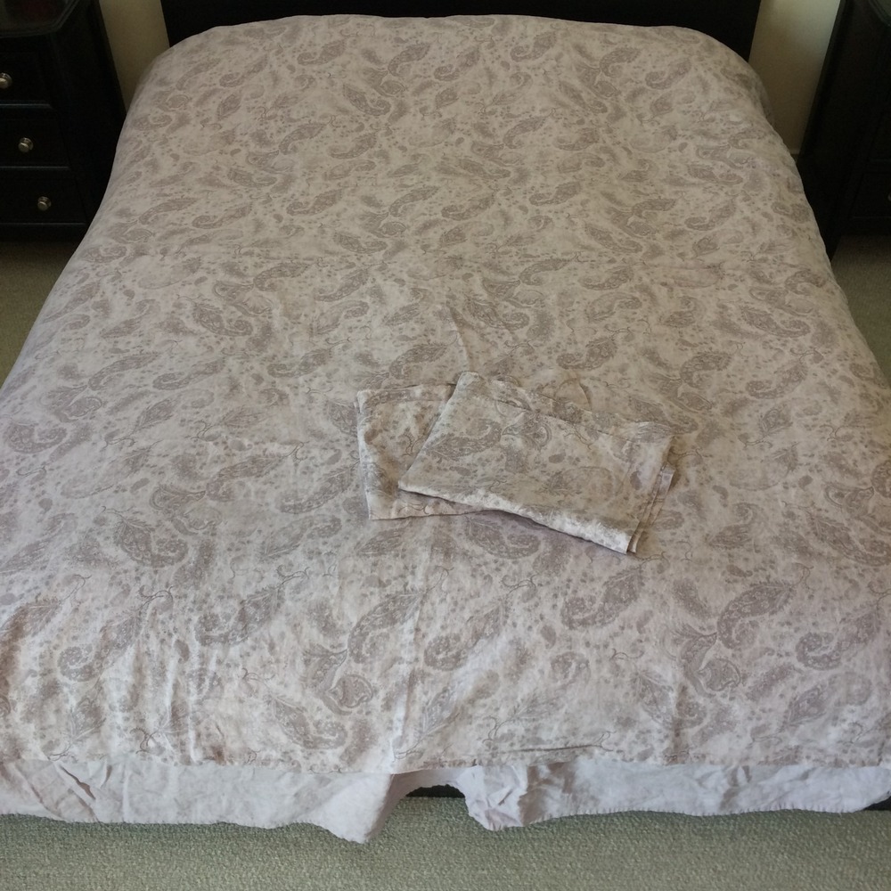 Restoration Hardware Duvet Cover‎ and Skirt Queen Linen Lilac Paisley 88x88